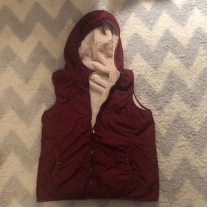 Burgundy hooded vest